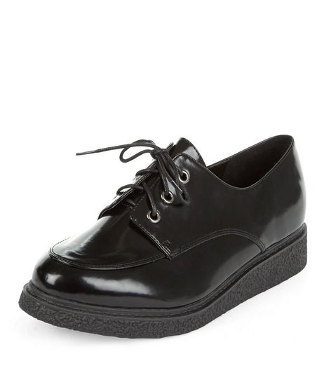 Teens Black Lace Up Creepers | New Look