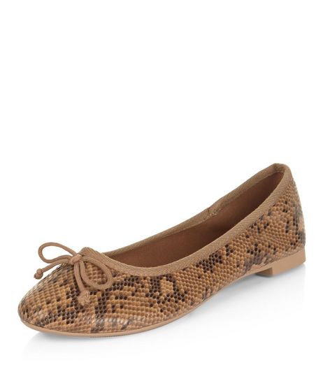 Brown Snakeskin Print Ballet Pumps | New Look