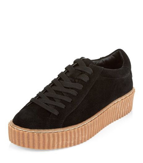 Teens Black Suedette Contrast Sole Creepers | New Look