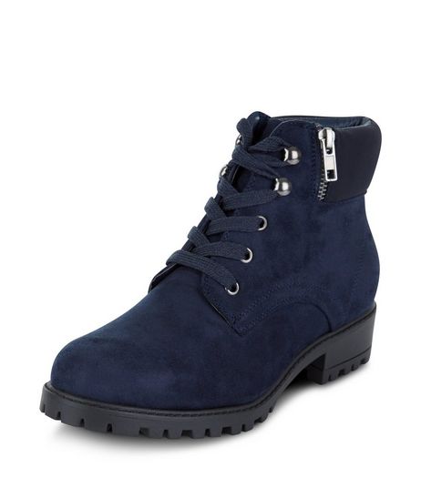 Teens Navy Lace Up Ankle Boots | New Look