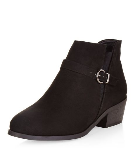Teens Black Buckle Western Ankle Boots | New Look