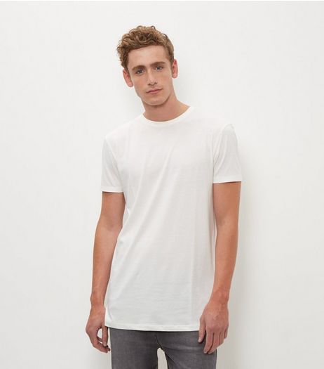 Cream Longline T-Shirt | New Look