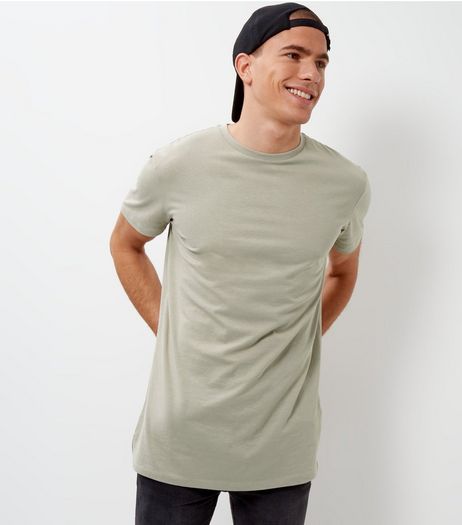 Olive Green Longline T-Shirt | New Look