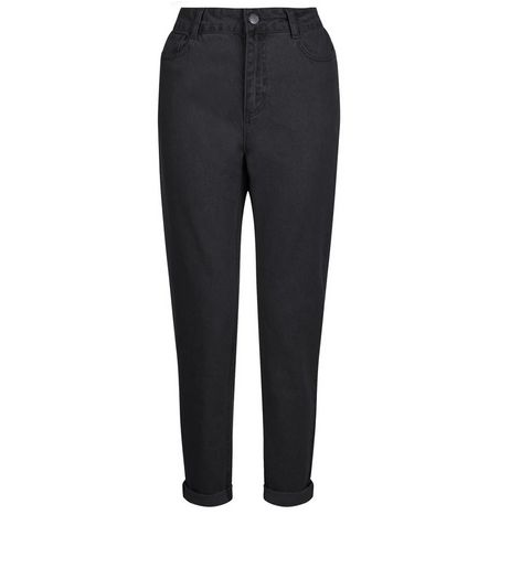 Teens Black Turn Up Hem Mom Jeans | New Look