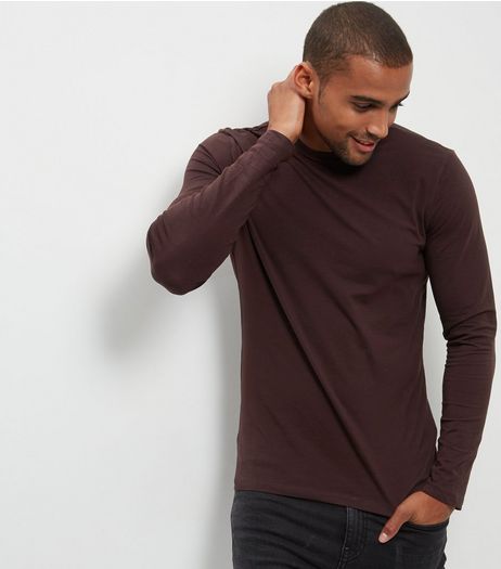 Purple Cotton Mix Long Sleeve Crew Neck T-Shirt | New Look