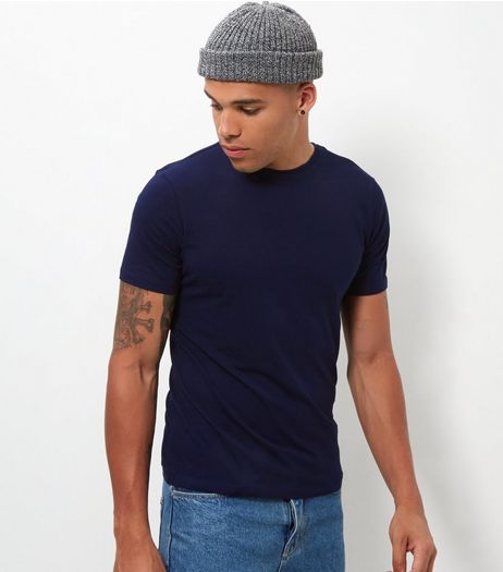 Navy Stretch Crew Neck T-Shirt | New Look