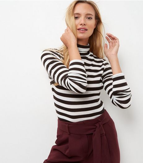 Black Stripe Turtle Neck Long Sleeve Top | New Look