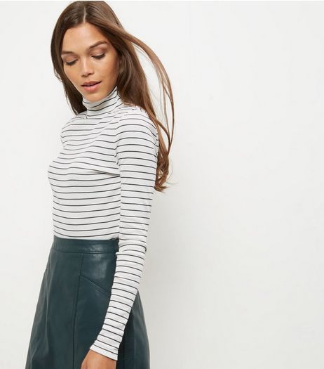 White Stripe Turtle Neck Long Sleeve Top | New Look