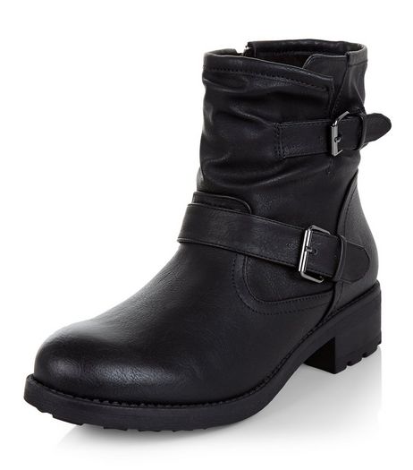 Black Buckle Strap Ankle Boots | New Look