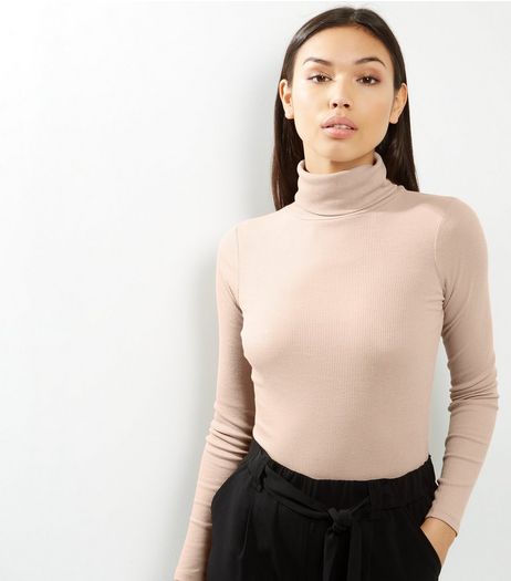Stone Turtle Neck Ribbed Top | New Look