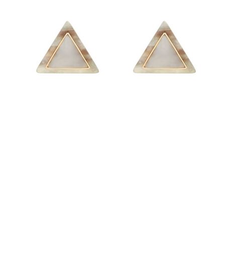 Cream Contrast Triangle Stud Earrings | New Look