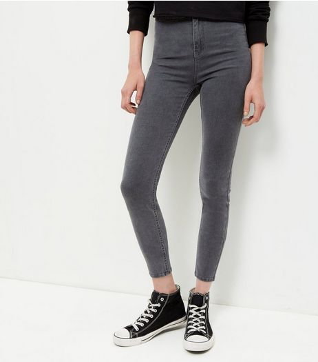 Dark Grey High Waist Super Skinny Hallie Jeans | New Look