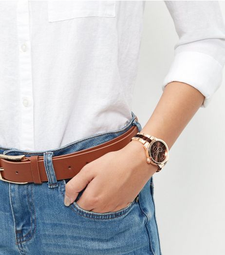 Rose Gold 2-Tone Sports Watch | New Look