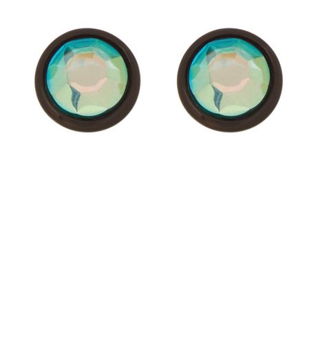 Black Stone Oversized Stud Earrings | New Look