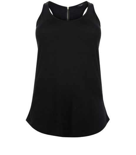 Curves Black Zip Back Vest | New Look