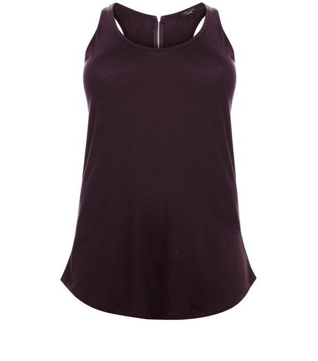 Curves Budgundy Zip Back Vest | New Look