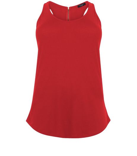 Curves Red Zip Back Vest | New Look