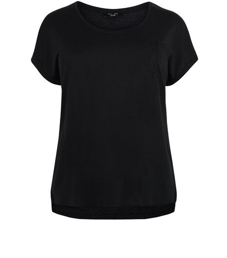 Curves Black Short Sleeve Tee | New Look