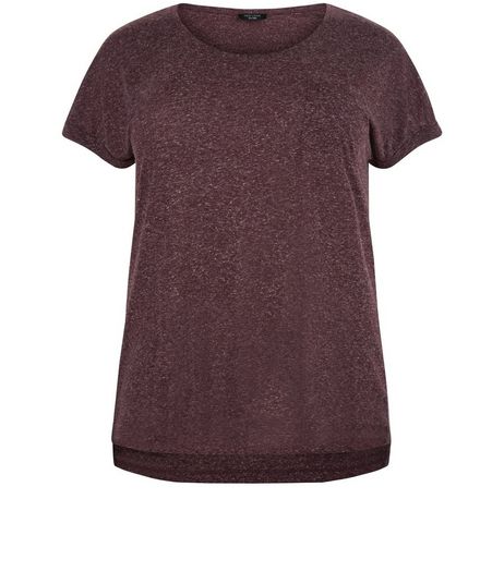 Curves Burgundy Short Sleeve T-Shirt | New Look