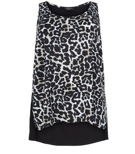 Curves Black Leopard Print Woven Vest | New Look