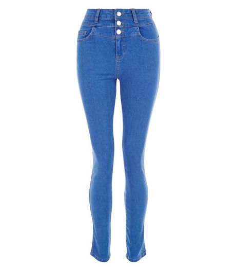 Teens Bright Blue High Waisted Skinny Jeans | New Look