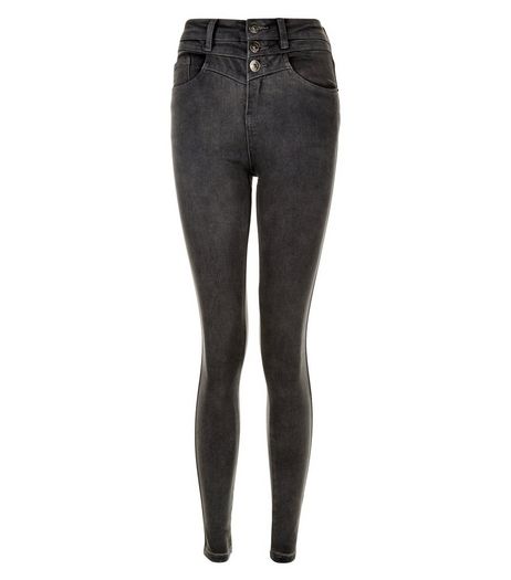 Teens Dark Grey High Waisted Skinny Jeans | New Look