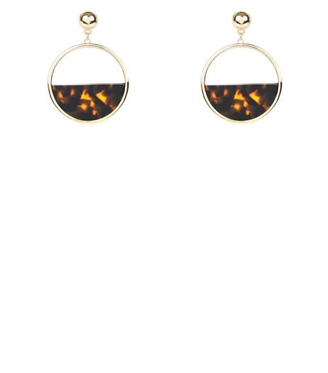Brown Tortoiseshell Print Hoop Earrings | New Look