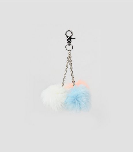 Pink Faux Fur Pom Pom Keyring | New Look