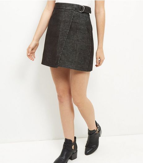 Black Cord Wrap Front Mini Skirt | New Look