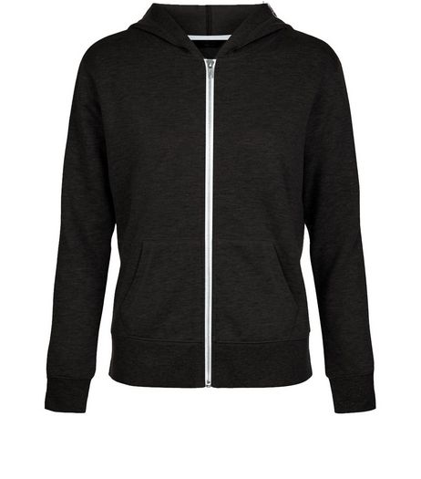 Teens Black Tape Sleeve Zip Up Hoodie | New Look