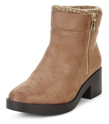 Wide Fit Light Brown Ankle Boots | New Look