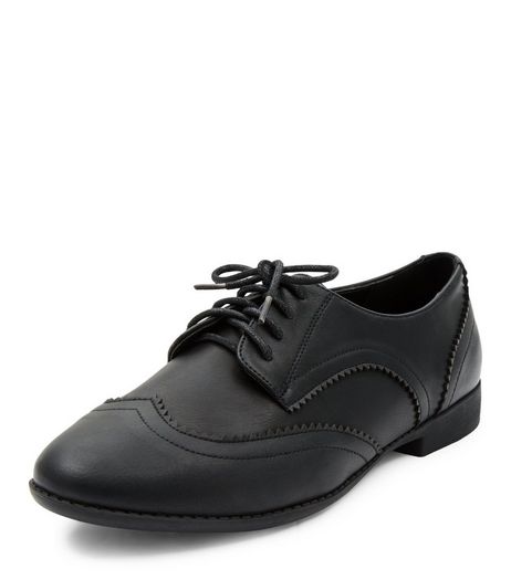 Wide Fit Black Embossed Brogues | New Look