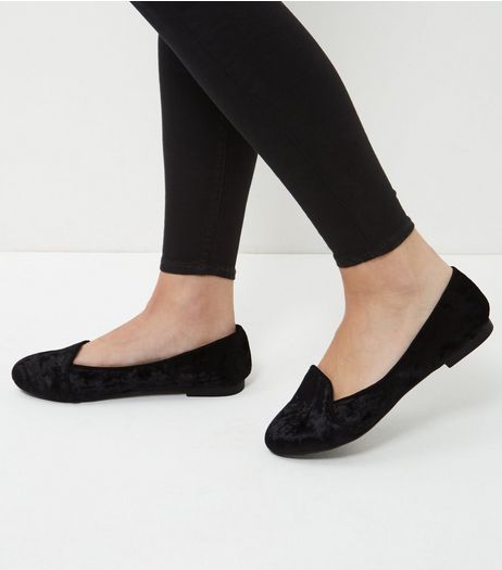 Wide Fit Black Velvet Slipper Shoes | New Look