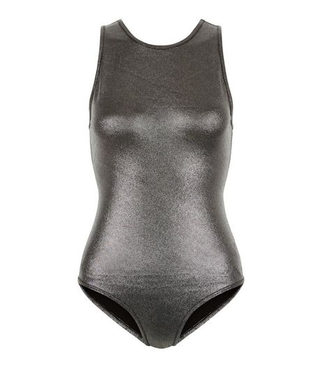 Petite Black Metallic Bodysuit | New Look