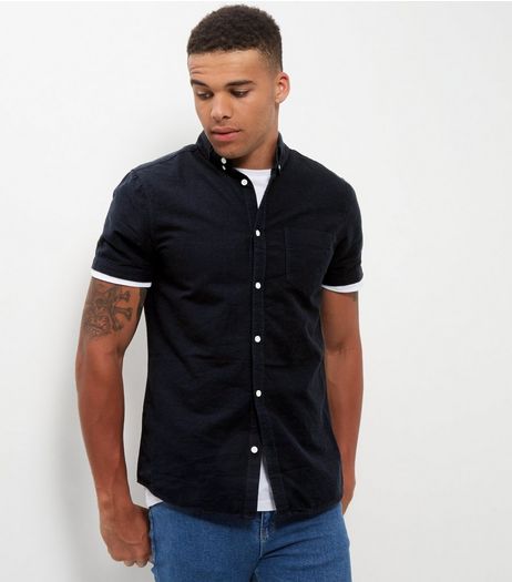 Navy Single Pocket Short Sleeve Shirt | New Look