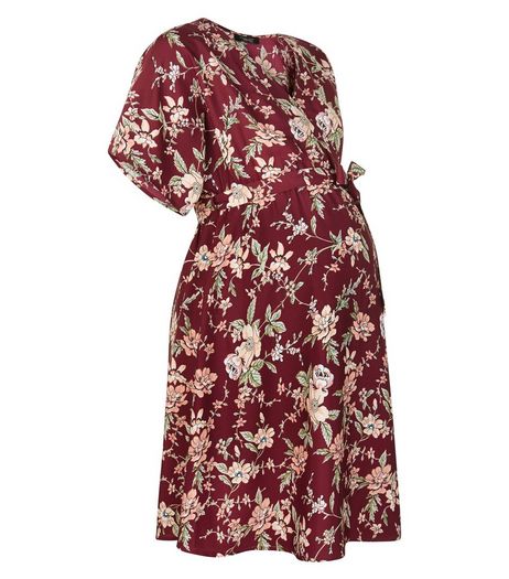 Maternity Red Floral Print Wrap Dress | New Look