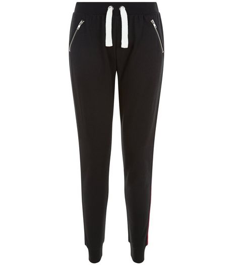 Teens Black Stripe Tape Side Joggers | New Look