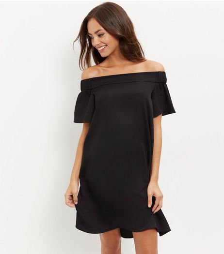 Tall Black Bardot Neck Slip Dress | New Look