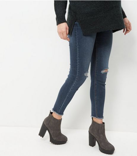 Maternity Blue Skinny Under Bump Jeans | New Look