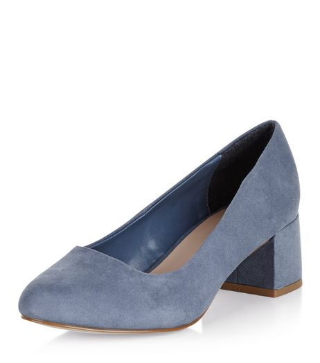 Wide Fit Pale Blue Suedette Court Shoes | New Look