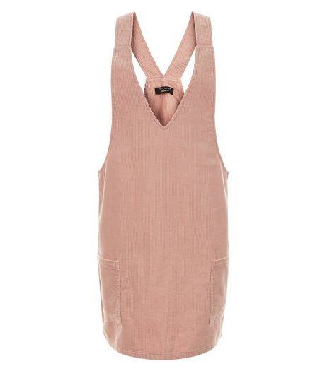 Teens Mid Pink Cord Pinafore Dress | New Look