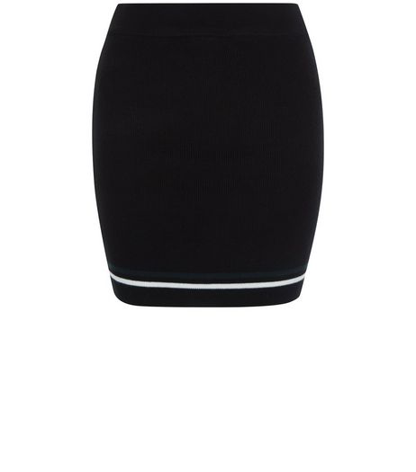 Teens Black Stripe Trim Knitted Tube Skirt | New Look