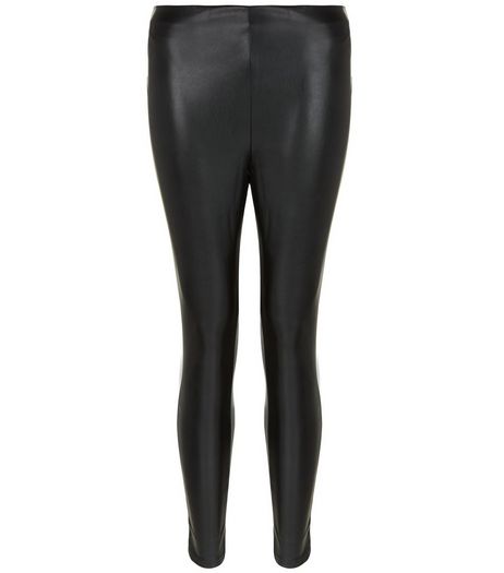 Petite Black Coated Leggings | New Look