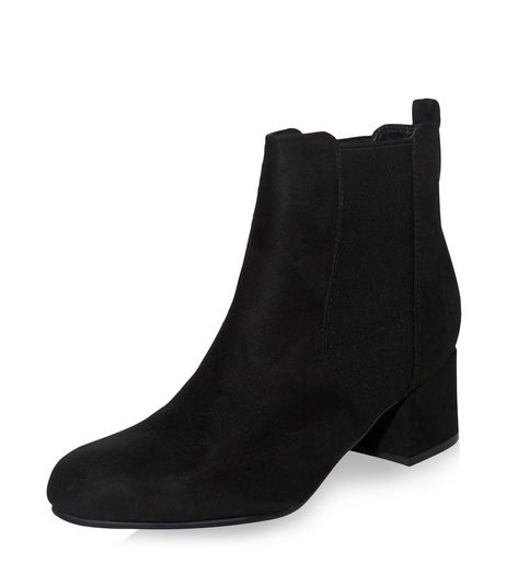 Teens Black Suedette Block Heel Chelsea Boots | New Look
