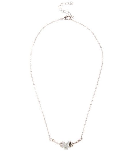 Silver Glitter Charm Necklace | New Look