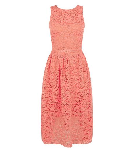 AX Paris Coral Lace Midi Dress | New Look