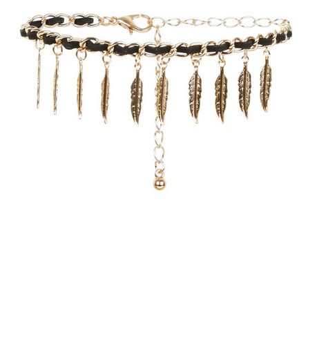 Black Suede Leaf Anklet | New Look
