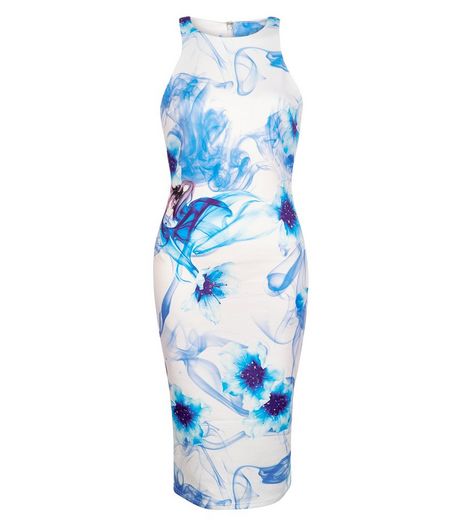 AX Paris Cream Floral Print Midi Dress | New Look