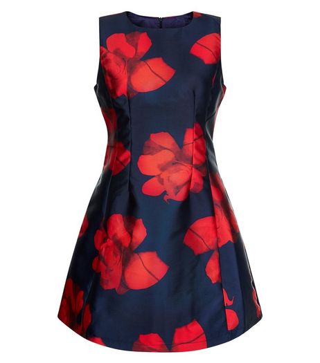 AX Paris Navy Floral Print Sleeveless Skater Dress | New Look