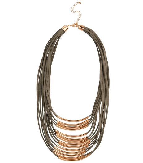 Green Suedette Layered Necklace | New Look